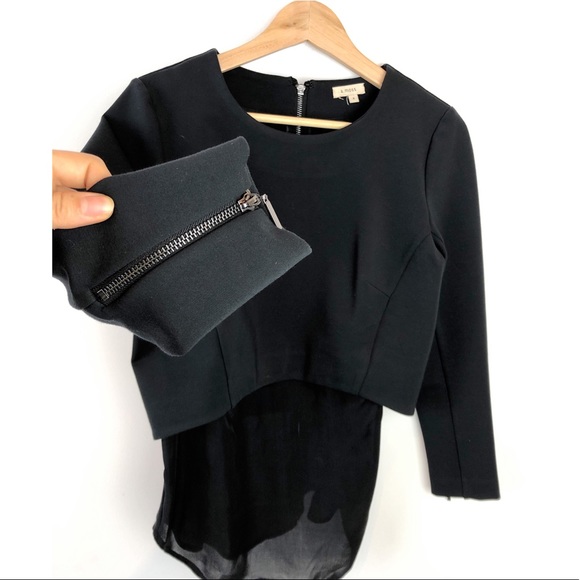 Neiman Marcus A.Moss Long Sleeve Black Top - Picture 5 of 8